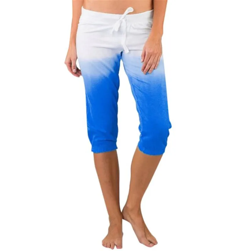 

Summer Women's Fashion Elastic Waist 3/4 Jogging Capri Dance Drawstring Casual Sport Fitness Pants