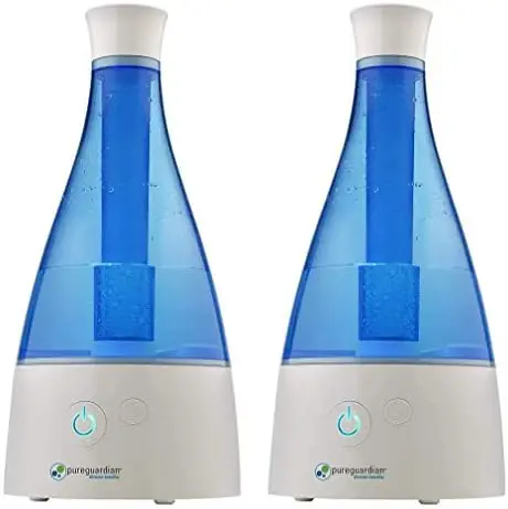 

Ultrasonic Cool Mist Humidifier, 30 Hr. Run Time, 0.5 Gal. Tank Capacity, 350 Sq. Ft. Coverage, Quiet, Filter Free, Silver Clean