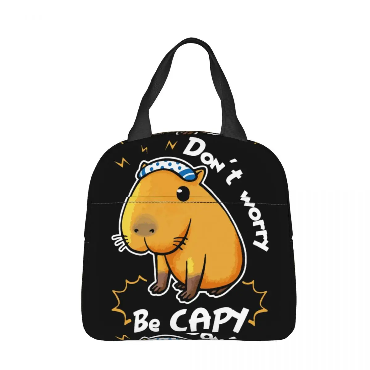 

Capybara Don't Worry Be Capy Insulated Lunch Bags Thermal Bag Meal Container Kawaii Animal Portable Lunch Box Tote Office Picnic