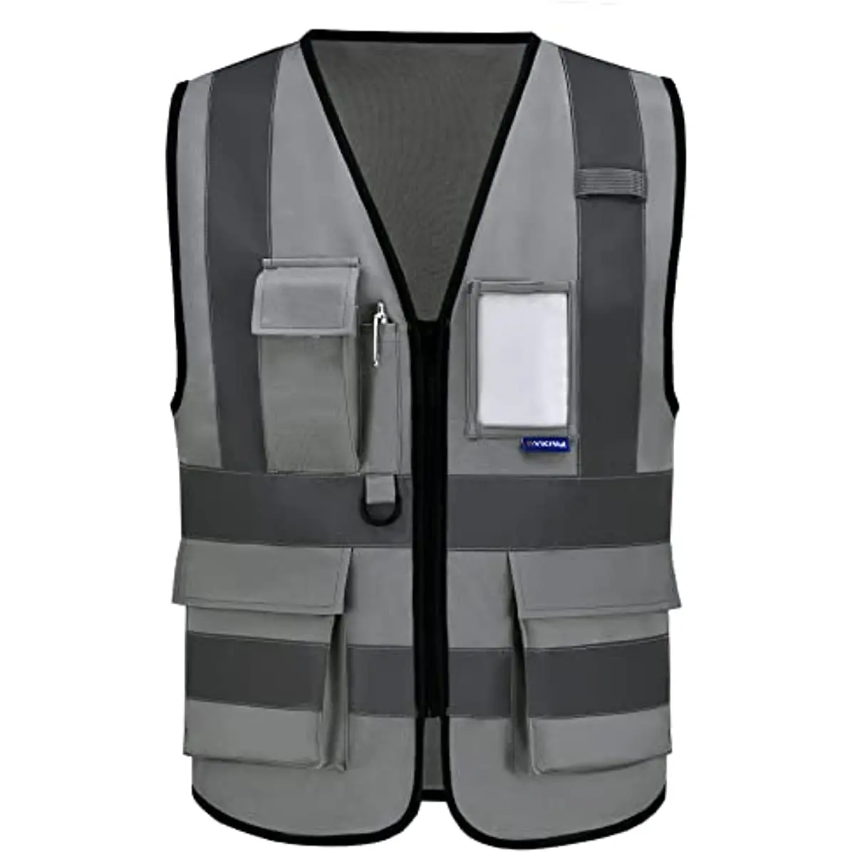 A-SAFETY High Visibility Safety Reflective Vest with Pockets and Zipper,Hi Viz Work Vest for Men Women (Grey XXL)