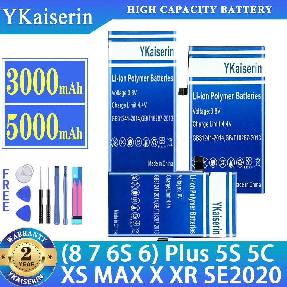 Batteria YKaiserin per iPhone XS MAX X XR (8 7 6S 6) Plus SE2020 SE 2020 5S 5C 5 8Plus 7plus 6plus 6splus batteria + Track code