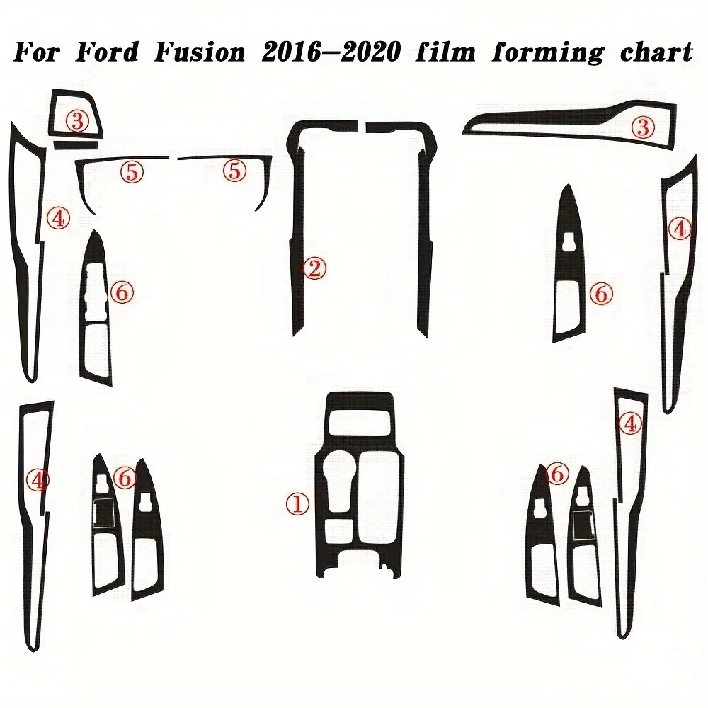 

Защитная пленка из углеродного волокна для Ford Fusion 2016-2020 внутренние наклейки центральная консоль Gear Dashboard воздушная дверная ручка пленка