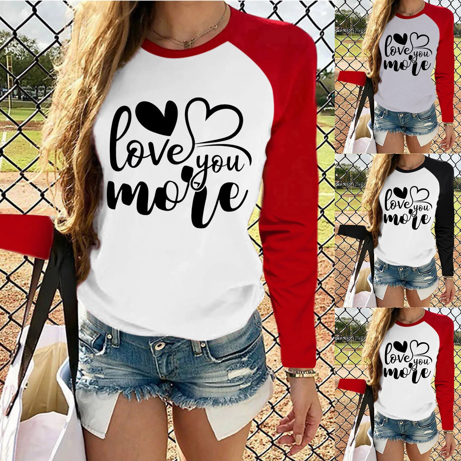 

LOVE T-Shirt Long Sleeves Women T-shirt Tops Heart Printed Graphic Tshirts Harajuku Casual Clothing Tees Female Top Shirts Tee