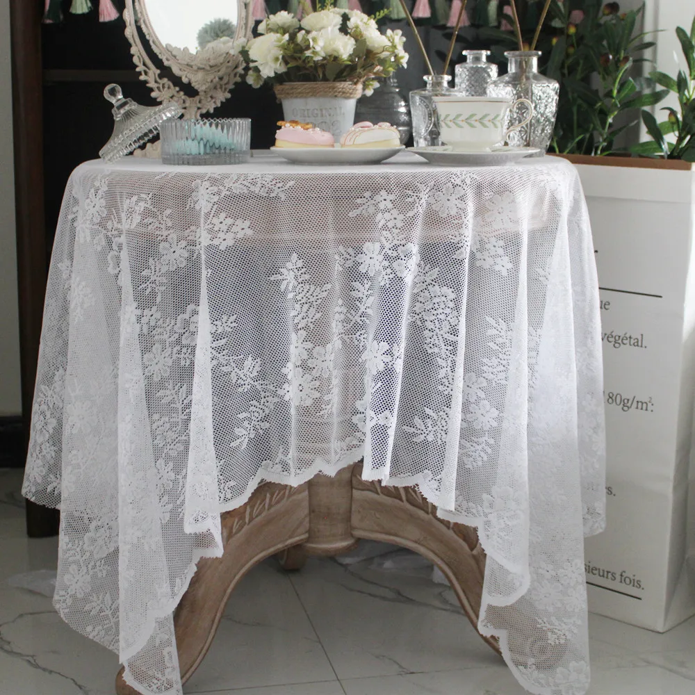 

Vintage Lace Tablecloth Placemats Knitted Cutting Soft Mesh Table Cover Desk Coffee Table cloth Dining Christmas Decoration ER15