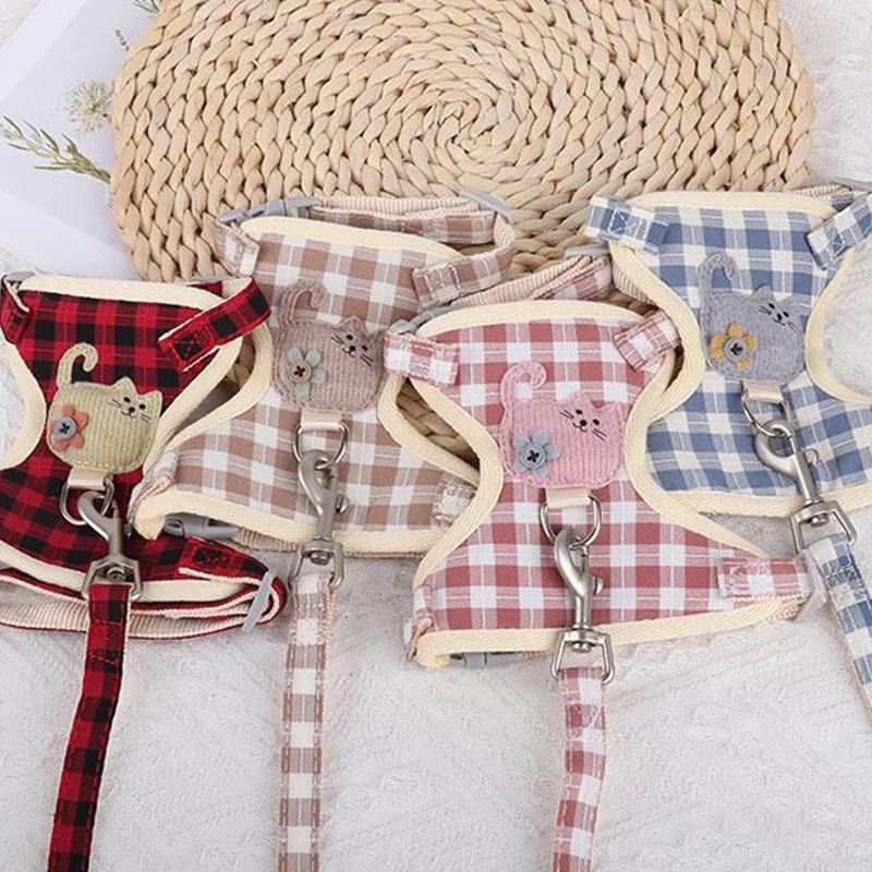 

Cute Pet Dog Harness Leash Set Breathable Mesh Chest Strap For Small Dogs Adjustable Kitten Puppy Harness Leash Pet Accessories