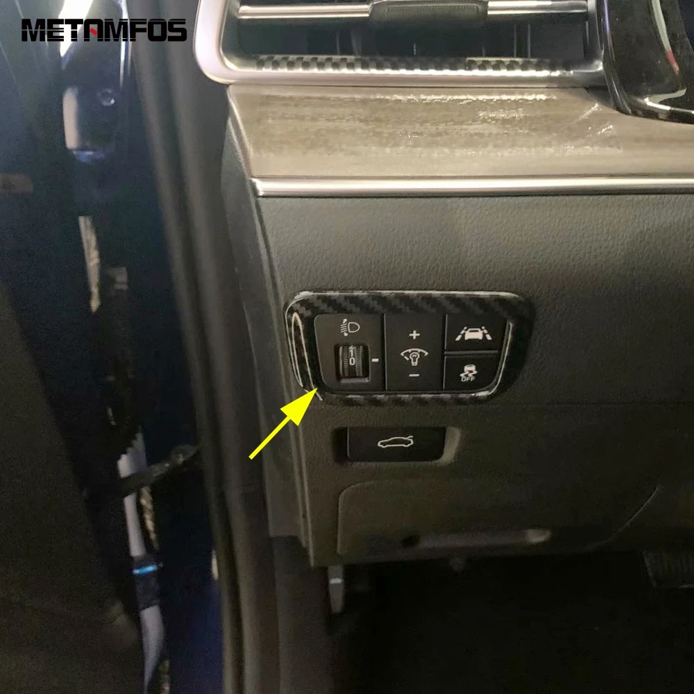 

Налобный фонарь для Kia K5 Optima 2021 2022 2023 из углеродного волокна, регулировка освещения, кнопка переключения, крышка, отделка, стикер, аксессуары, Стайлинг автомобиля