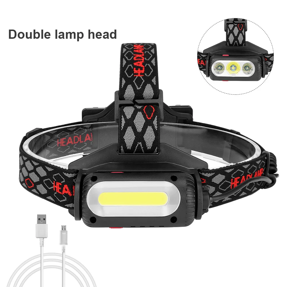 

New Double Sided COB LED Headlight Outdoor Waterproof Lighting USB Charging
