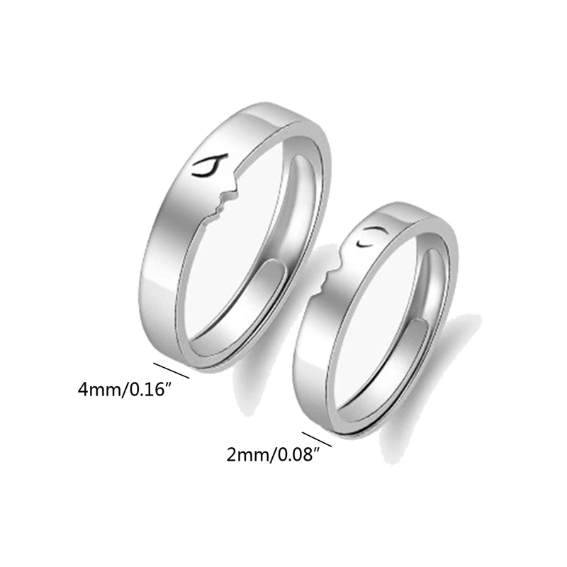 

2x/set Adjustable Kiss Ring Romantic Couple Finger Ring Vintage Statement Ring Lover Wedding Ring Valentines Day Jewelry