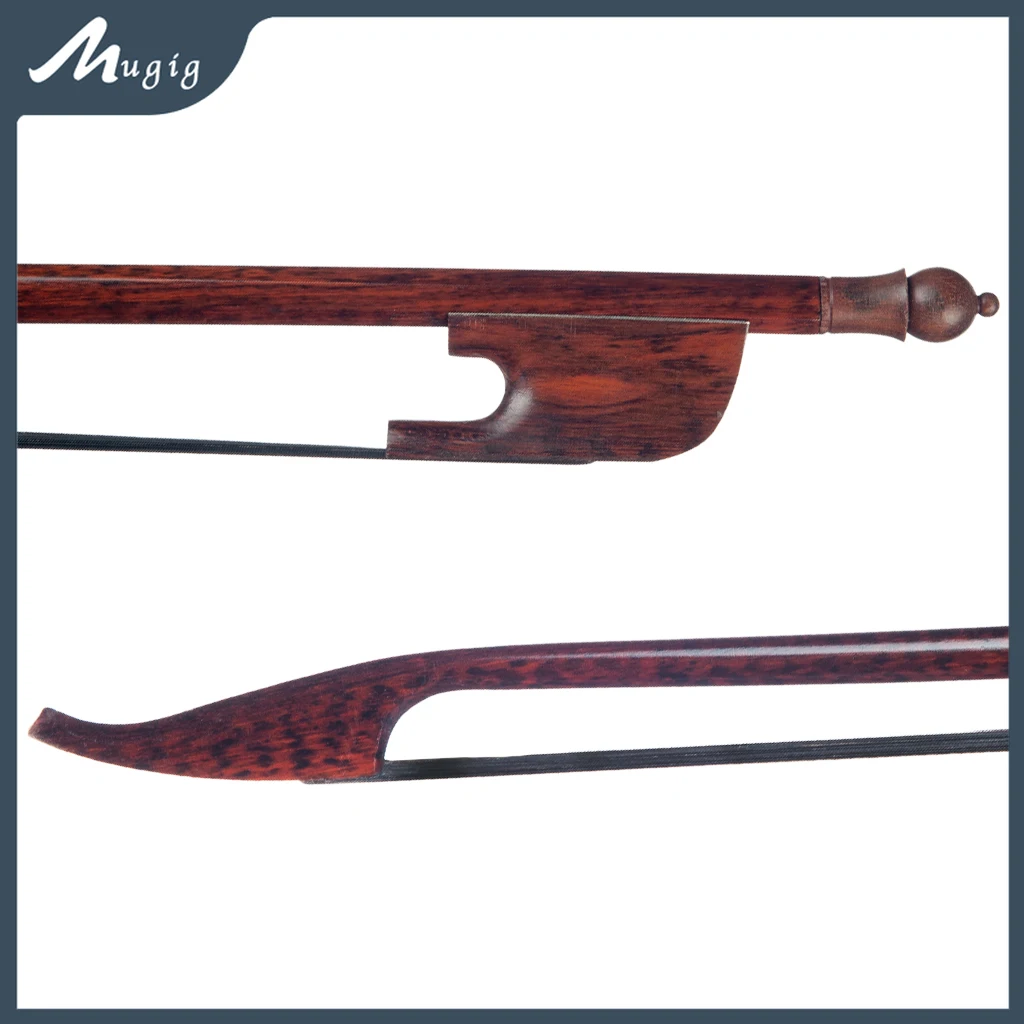 Mugig 16'' Viola Bow Snakewood Round Stick Black Mongolian Horsehair Baroque Style Bow