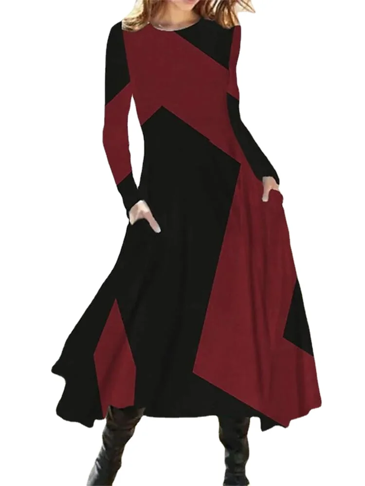 

Oversized Dresses Autumn 2023 Women Long Sleeve Even Dress Vestidos Spring Retro Fashion Casual Elegant Loose Plaid Printed Robe