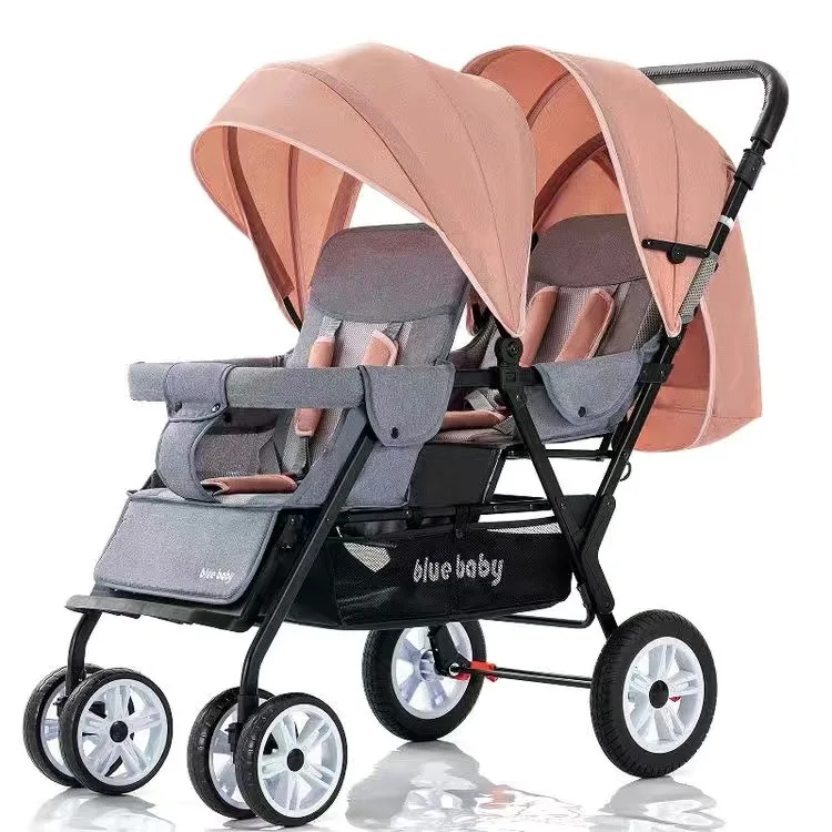 

Twin stroller can sit, lie down, fold easily, double front and rear stroller, second stroller, double stroller.