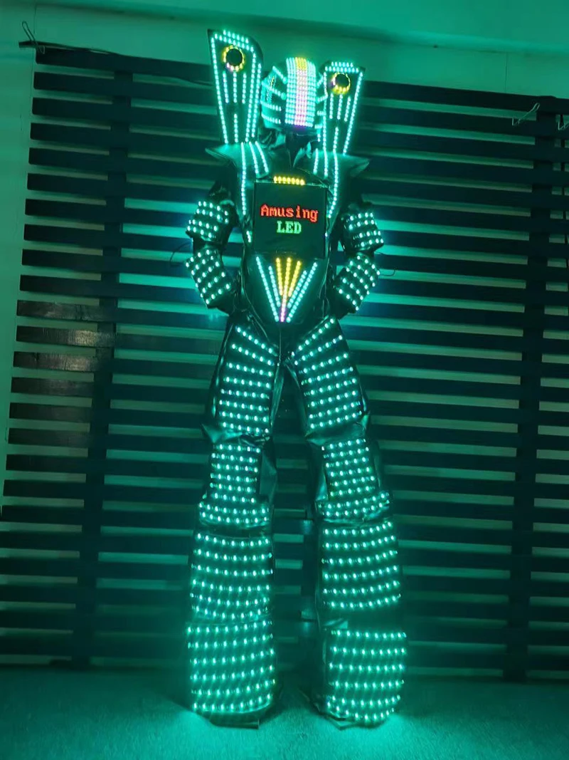 Светодиодный костюм шлем лазерные перчатки робота светодиодная одежда ходунков