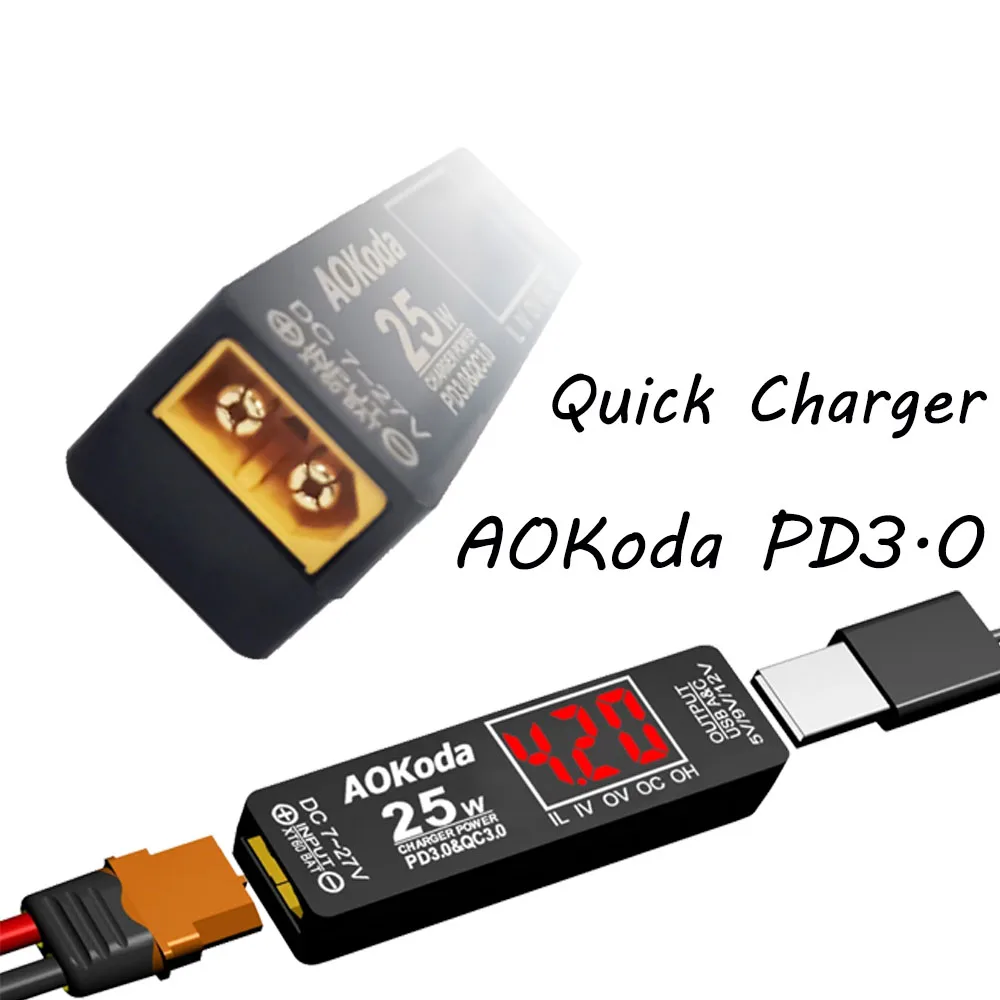 AOKoda PD3.0 Lipo устройство для быстрой зарядки аккумуляторов защита от перегрузки