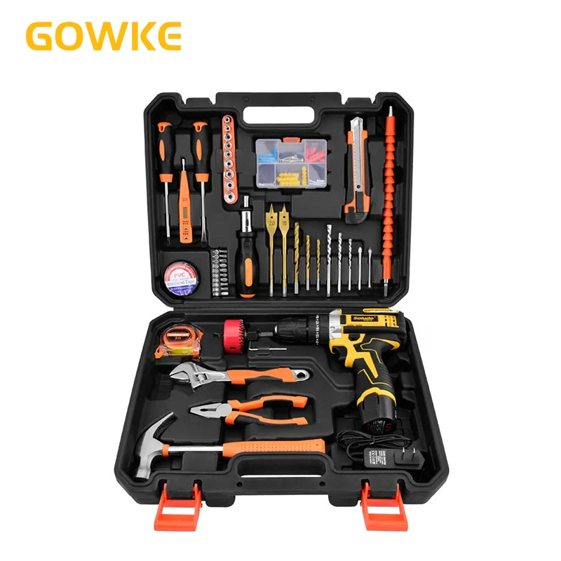 GOWKE Electric Drill Set 21V 16.8V 12V Electric Screwdriver Electrical Tool Box Multifunction Hand Tool Box Electric Screwdriver