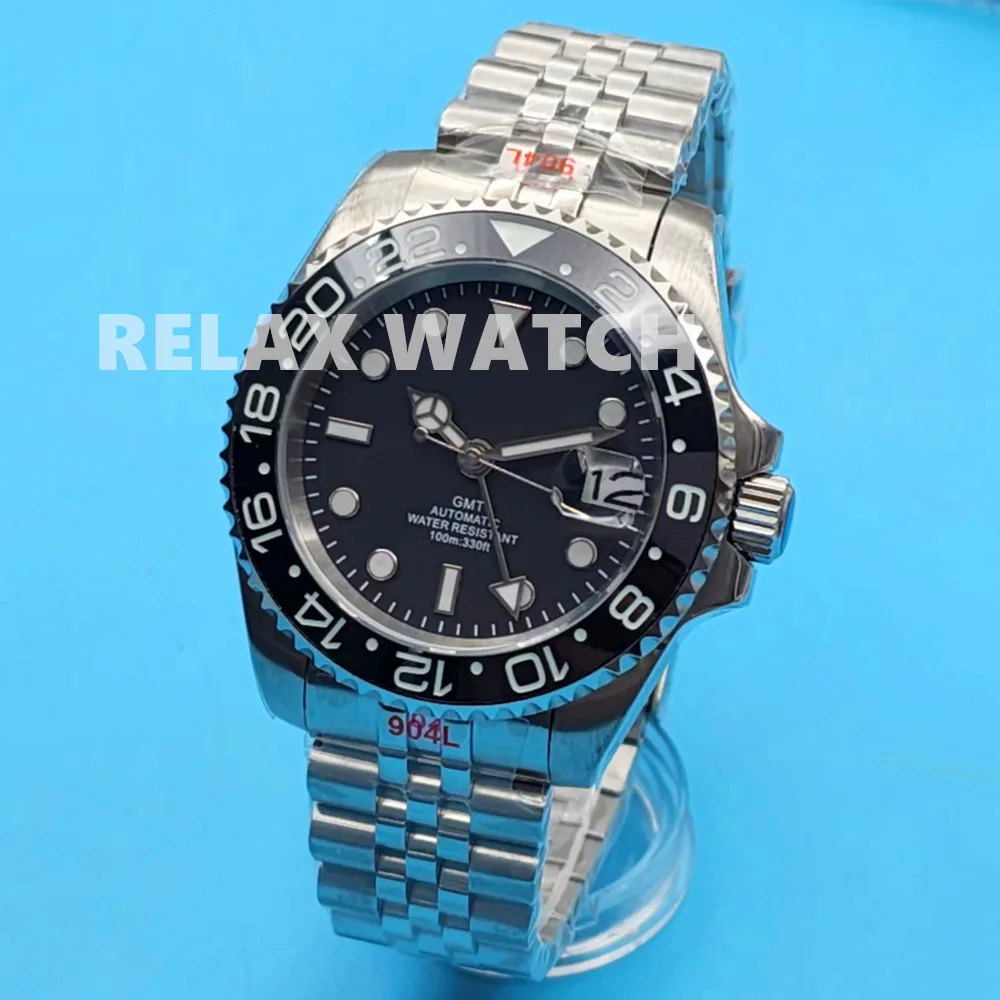 

Мужские часы из нержавеющей стали с сапфировым стеклом, 40 мм, с несколькими часовыми поясами, японские NH34 GMT, автоматический механизм E