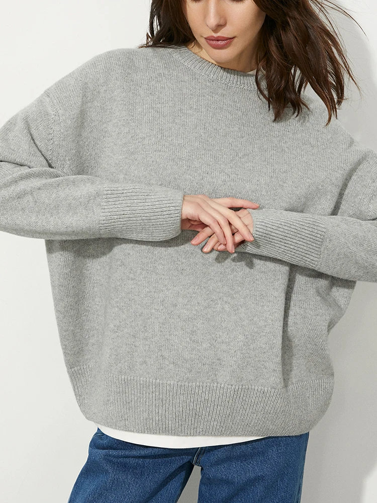 Женский Универсальный мягкий плотный вязаный свитер цвета хаки базовый