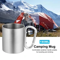 outdoor stainless steel water tea coffee mug self lock carabiner handle tumblerful for camping hiking climbing portable