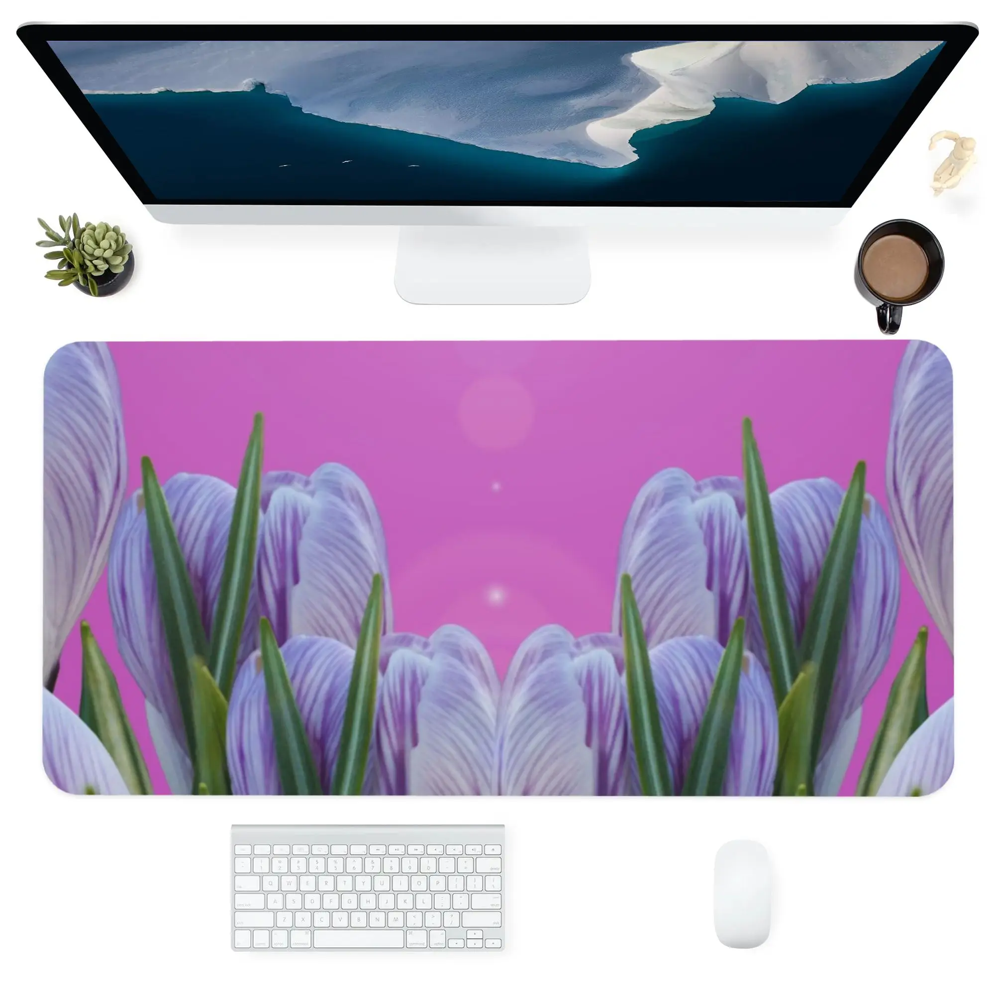 

Computer Office Mouse Pad Keyboards MousePad Accessorie Supplies Washable Personalized Desk Pads Mat Purple Flowers Tulips Gift