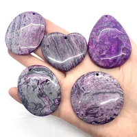 5pcs natural stone onyx pendant purple bead necklace accessories jewelry pendant amulet diy jewelry charm making accessories