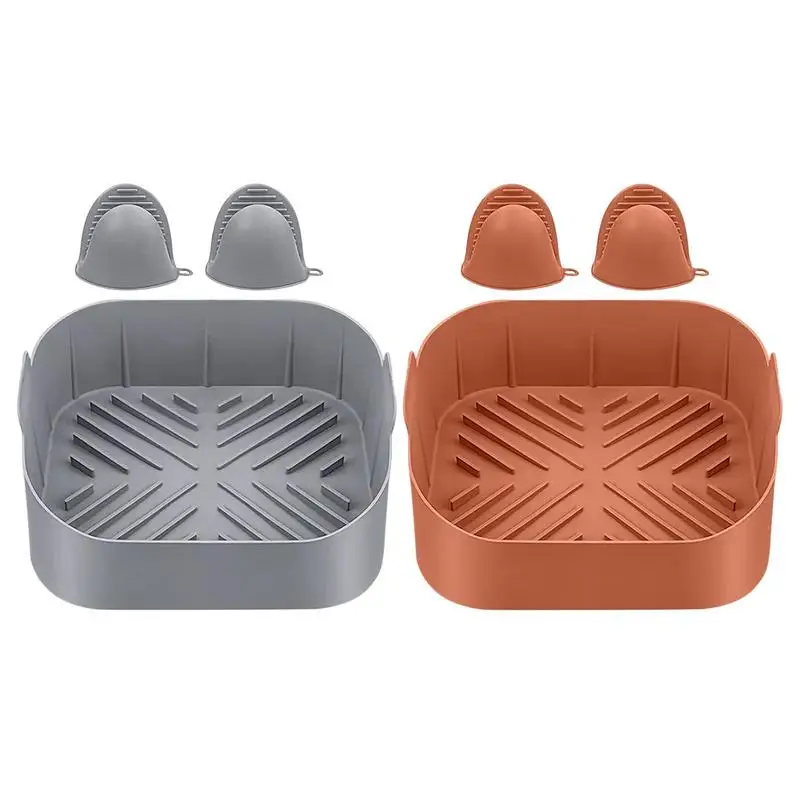 

Силиконовые вкладыши для фритюрницы, многоразовая силиконовая корзина для фритюрницы, Легкая очистка, квадратная корзина для фритюрницы, силиконовый горшок для воздуха