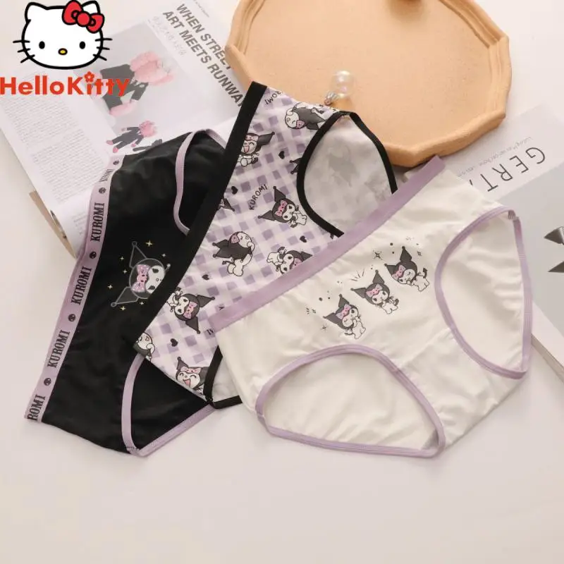 Фото Новинка женские кружевные трусики Аниме Cinnamoroll Kuromi Kawaii милые трусики из модала Летние Удобные трусики мягкие трусики для девушек подарок для девушки №5