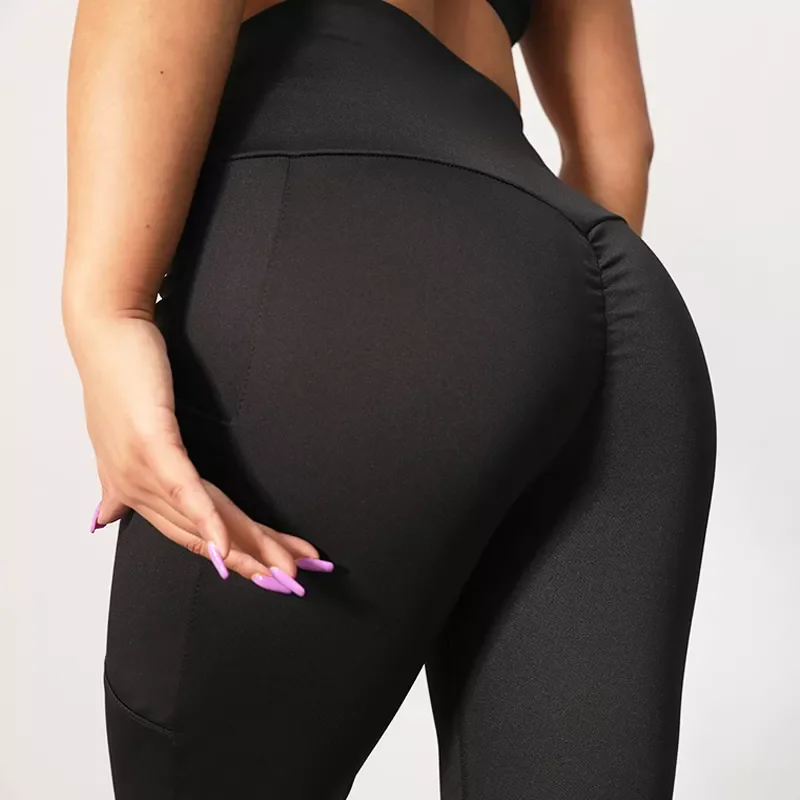 

NEW 2023 Workout Pocket Leggings High Waist Fitness Women Leggings Gym Solid Color Sexy Pants Push Up Elasticity