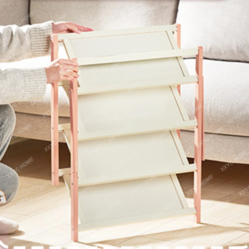 

Bamboo Shoe Rack Installation Free Portable Multilayer Cabinet Dustproof Folding Easy Belt Modern Minimalist Dormitory