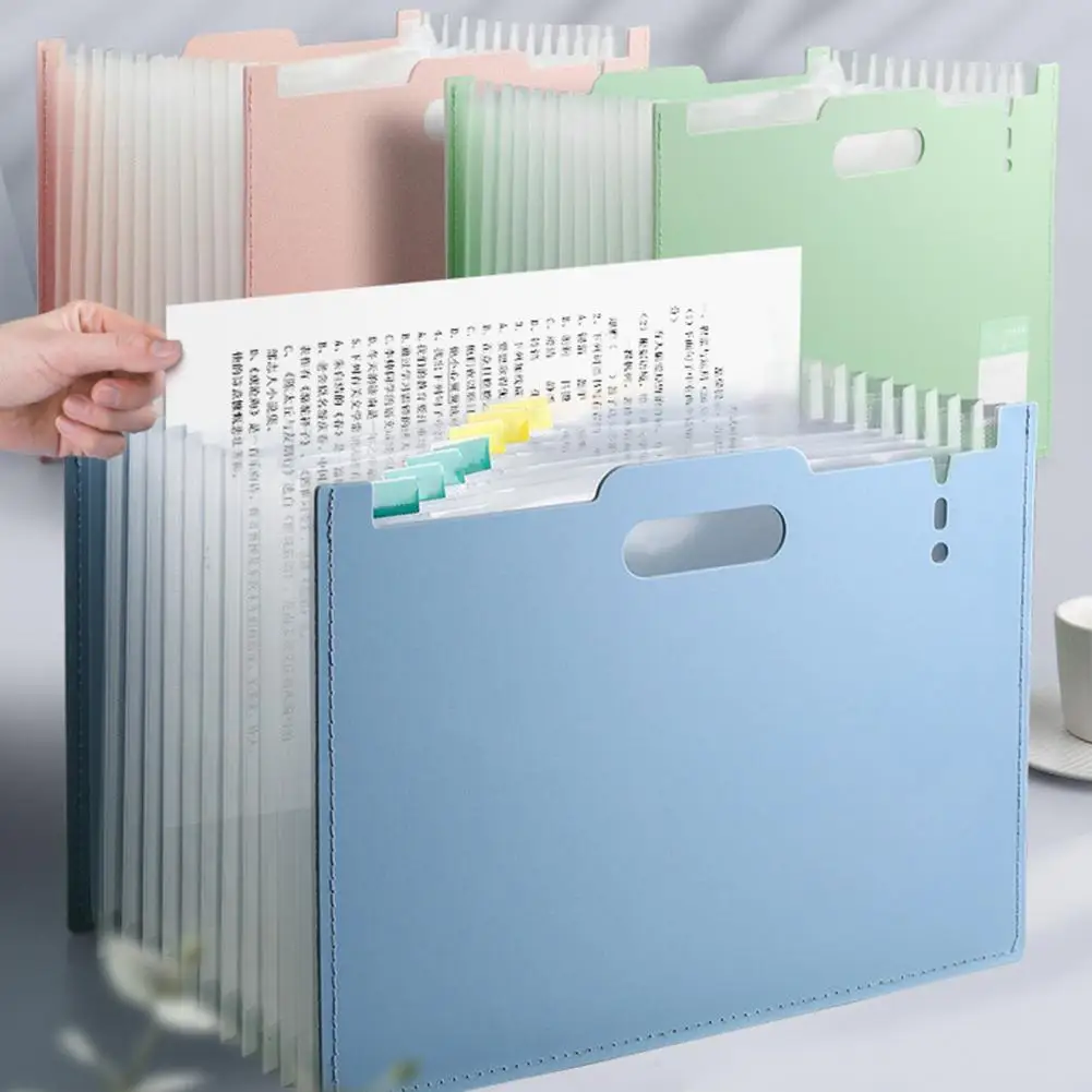 

File Folder Multi-pages 13 Pockets Large Capacity Horizontal/Vertical Expandable Examination Paper Document Accordion File Organ