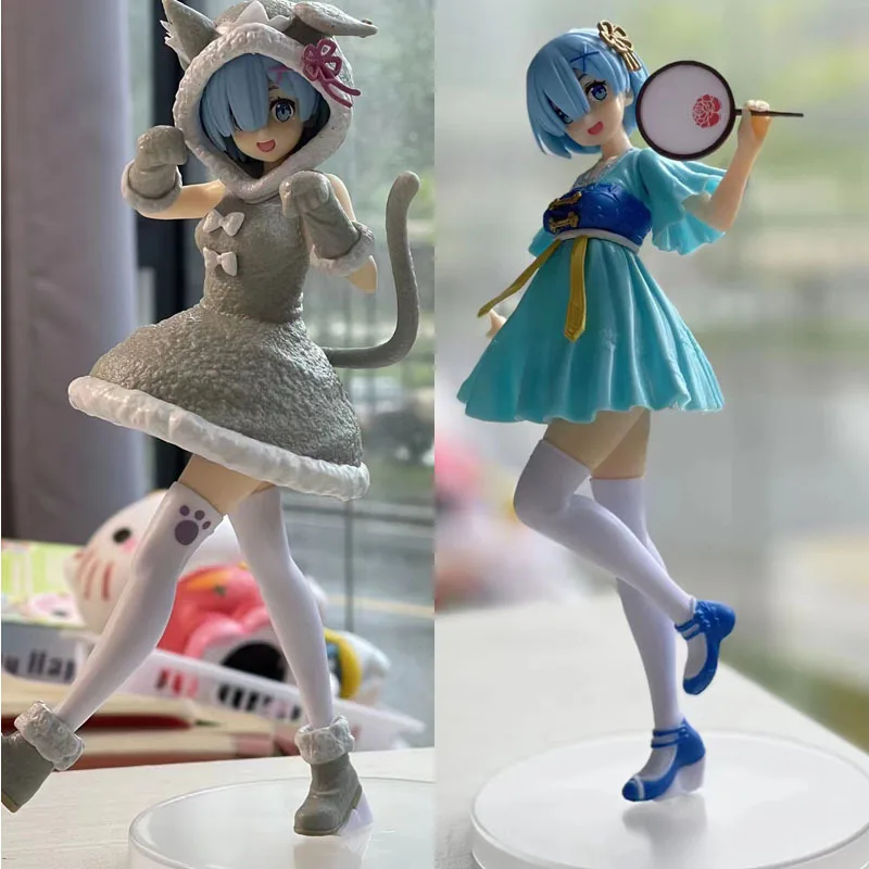 

22CM New Anime Re:Life in a different world from zero Puck Rem kawaii figure PVC model toys doll Collection Ornament gifts