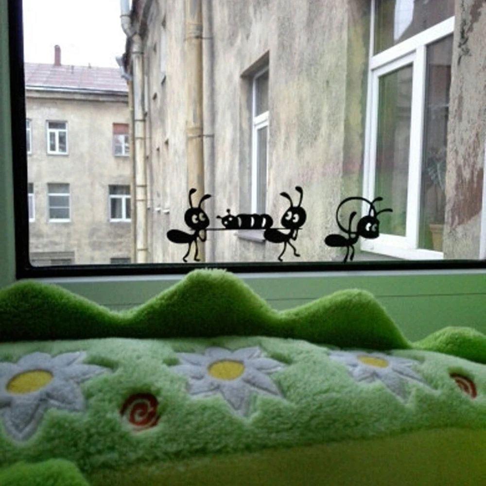 

Cartoon Black Ants move Wall Sticker for children's rooms Home Decor Glass windows Decoration poster Mural art Decals stickers