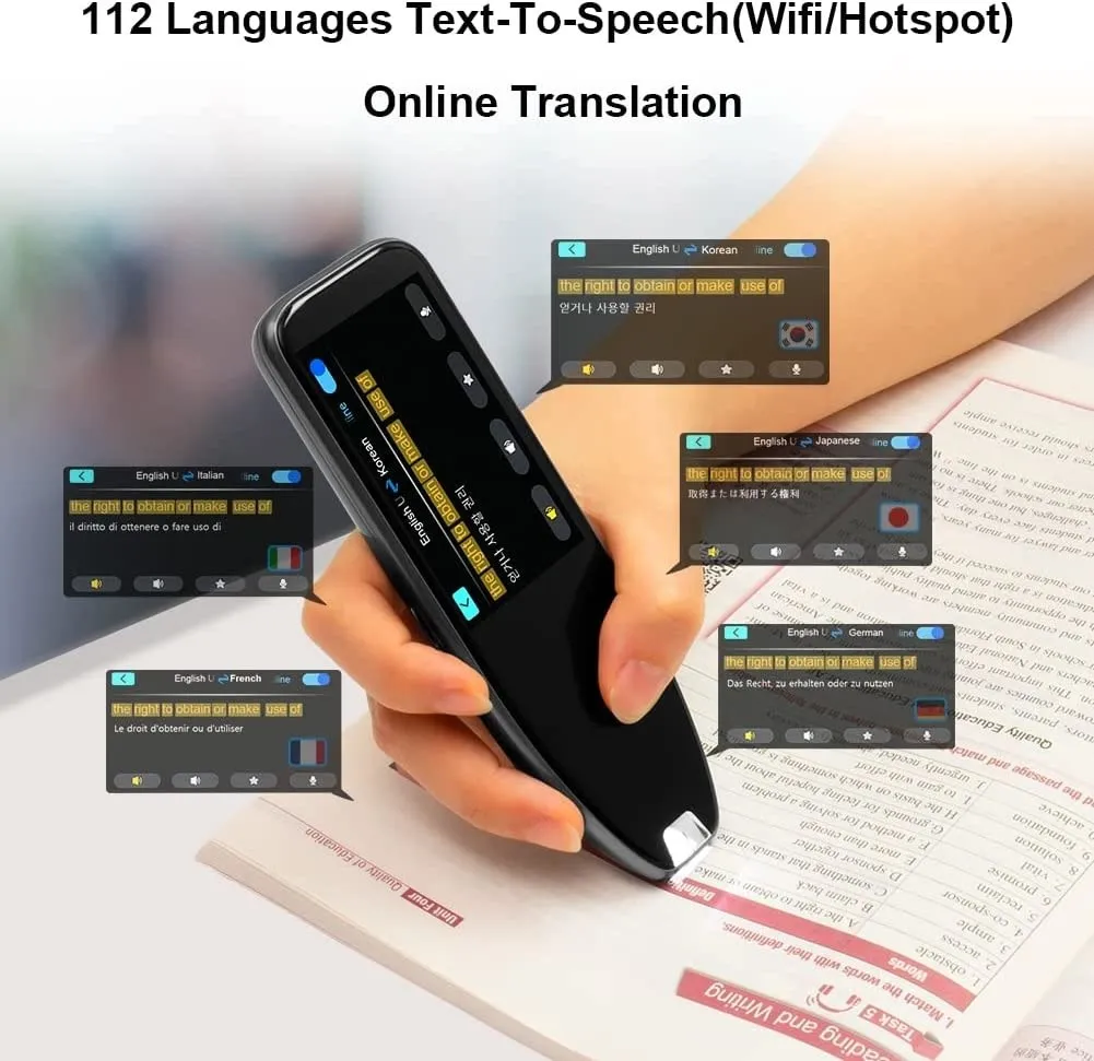 

2023 сканирующая ручка и наушники в словаре ручка для переводов сканер Сканирование текста чтение 112 языков сенсорный экран автономная функция