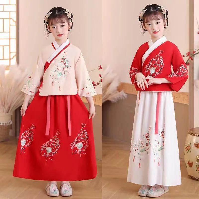 Новое китайское ретро платье Hanfu для девочек