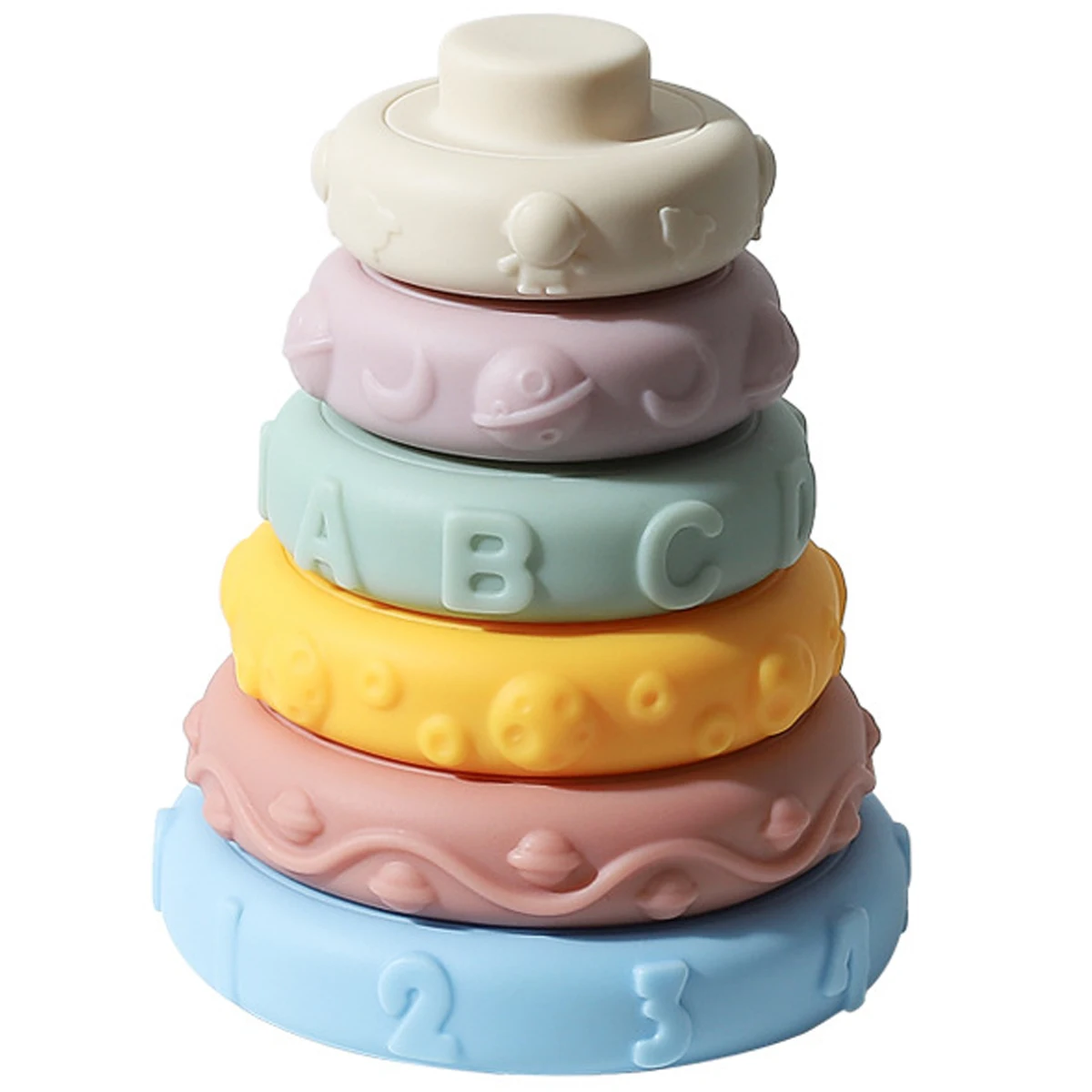 

6 шт., игрушечные кольца из пищевого силикона, не содержит Бисфенол А