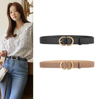 fashion ins style simple ladies metal d buckle belt quality pu leather alloy buckle waistband versatile dress jeans new strap