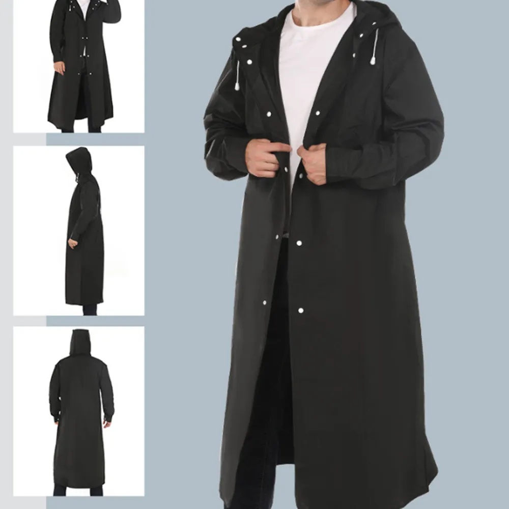 

Black Unisex Men Raincoat Camping Thickened High Quality 1PC 145x68CM Women Waterproof Rainwear Suit Rain Coat