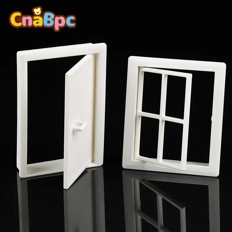 

Creativity 1/12 Dollhouse White Plastic Openable Four-pane Window Room Door Doll DIY Miniature House Villa Decor Accessories