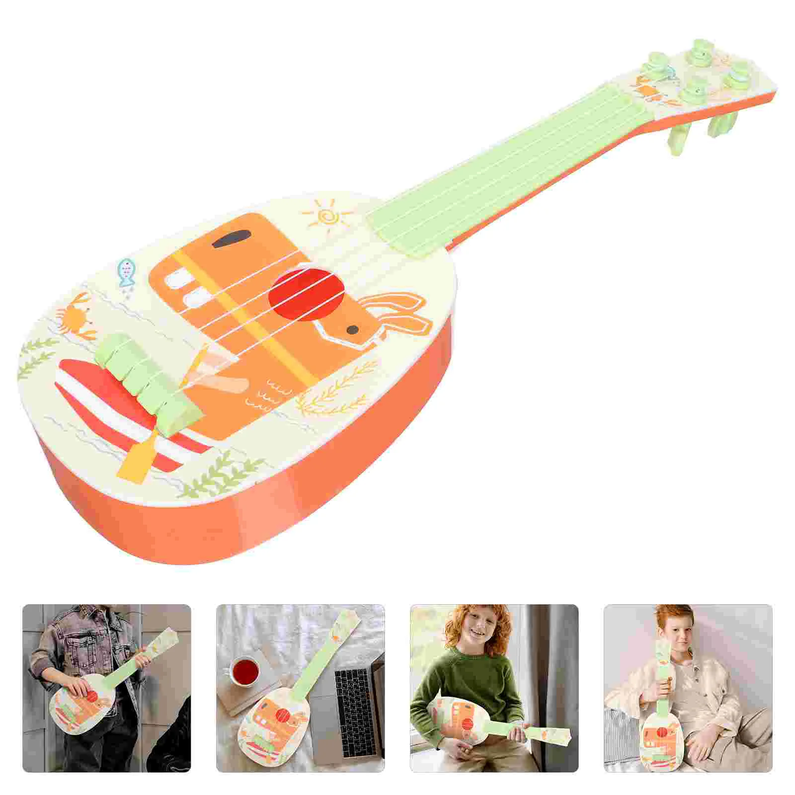 

Mini Guitar Plaything Ukulele Toy Kids Guitar Musical Instrument Children Played Plastic Model Beginner Plaything Imitation