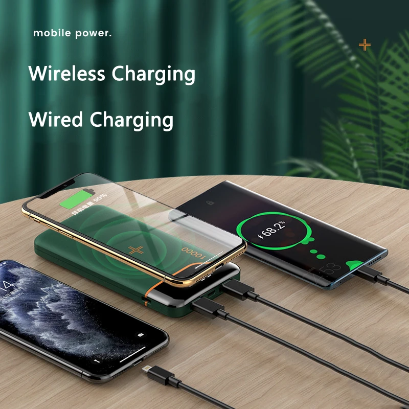 

10W Qi Wireless Charger for iPhone 13 12 Samsung S22 22.5W Fast Charging Power Bank 20000mAh 10000mAh Powerbank External Battery