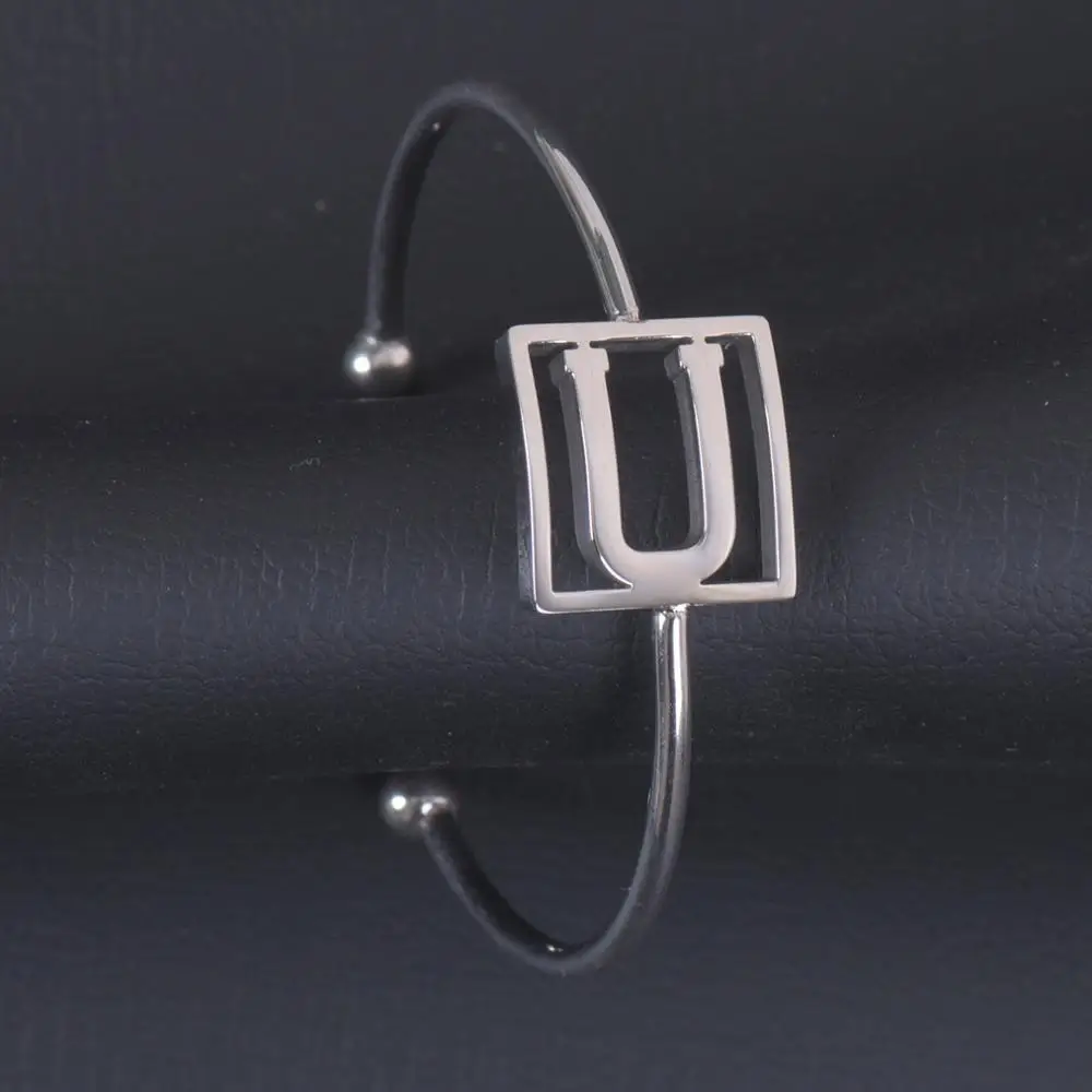 

New Aarrive U Letter Bracelet Stainless Steel Silver Color Name Bangle