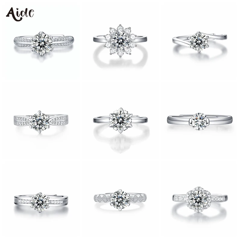 

Женское кольцо из серебра 925 пробы с муассанитом 1 карат