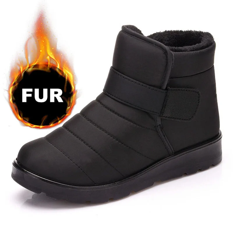 

Men Winter Snow Boots Male Fur Ankle Boots Men Shoes Warm Plush Men Outdoor Work Shoes Unisex Waterproof Winter Boots Plus Size