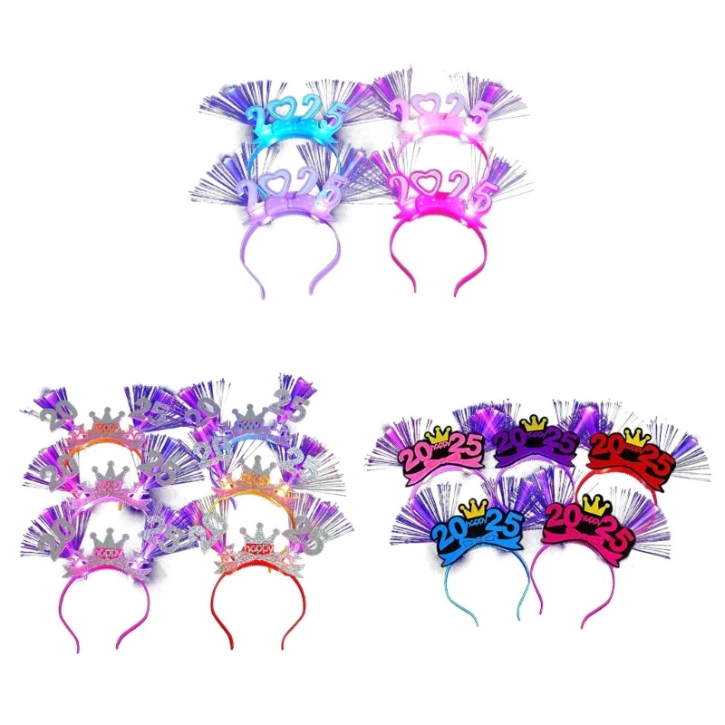 Набор из 4 светодиодных новогодних головных уборов Festival 2025. Светящиеся