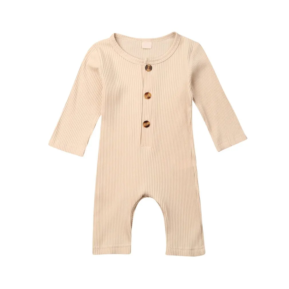 

Unisex Newborn Baby Clothes Solid Color Baby Rompers Cotton Knitted Long Sleeve Toddler Jumpsuit Infant Clothing 0-24M