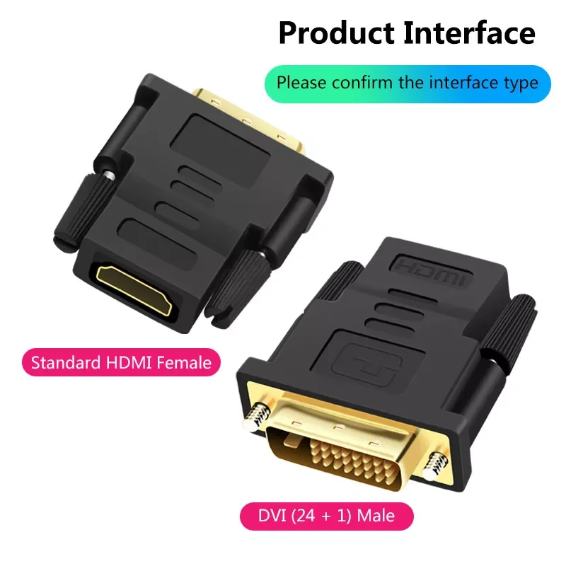 

New Fashion For Projector Laptop TV Box to HDMI Cable Adapter Bi-directional HD 1080P DVI D 24+1 Male to HDMI Female Connector C