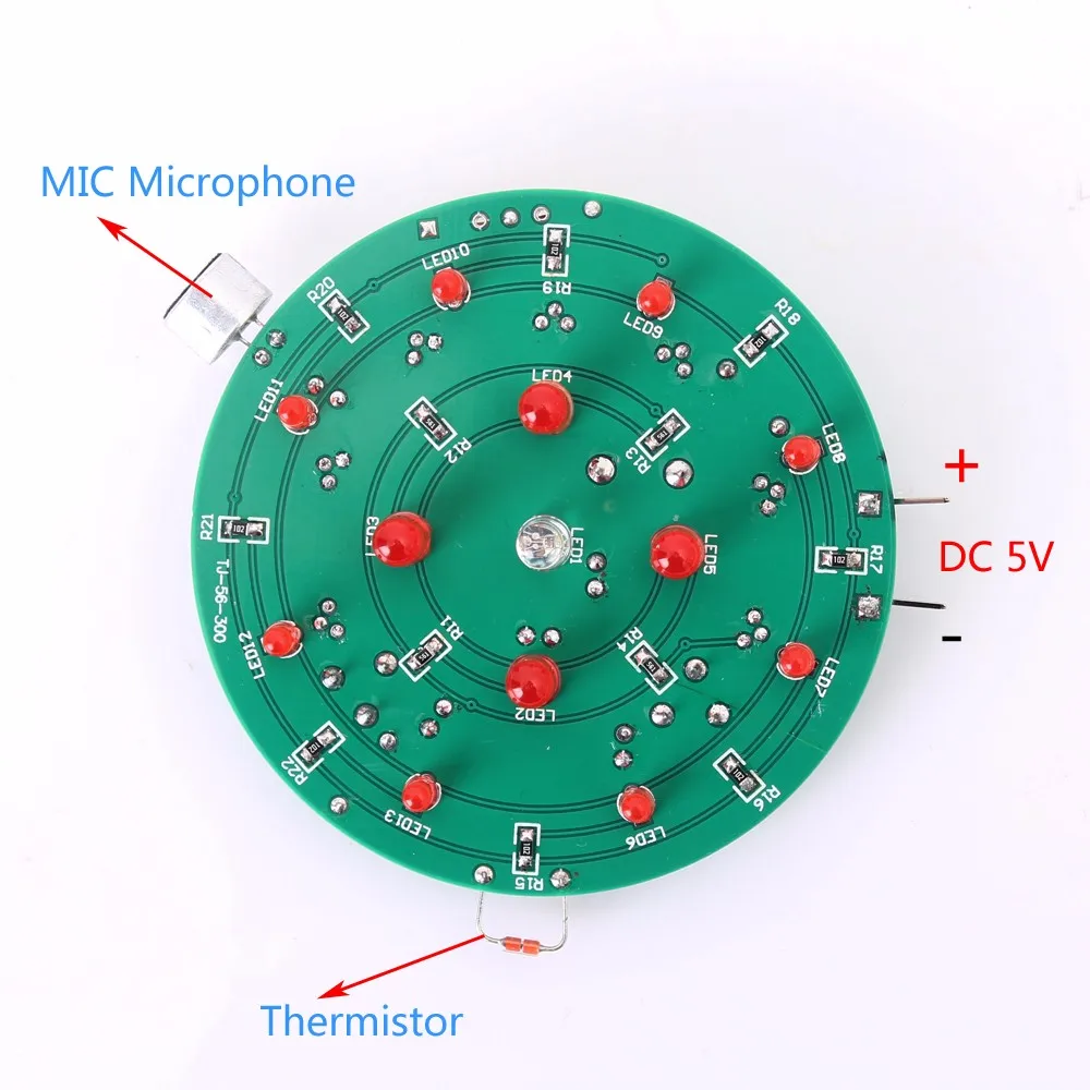 

DC 5V DIY Kit Analog Electronic Candle Lights Happy Birthday Thermal Sensor Birthday Music MIC Sound Control Simulation Candle