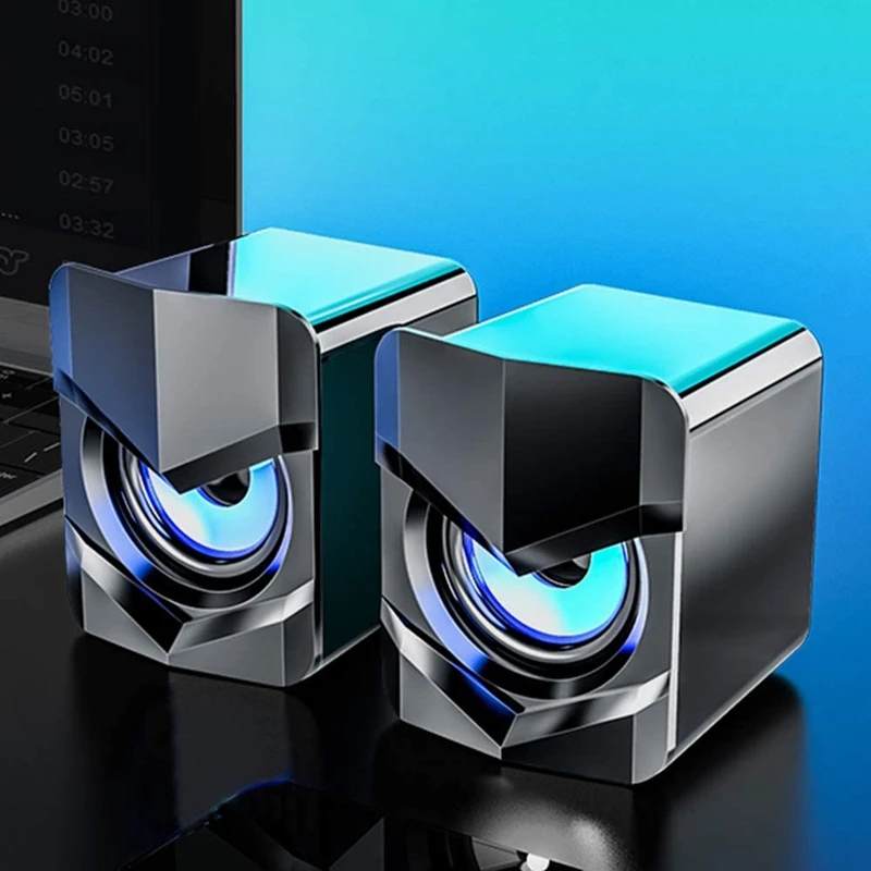 

Mini LED Computer Speaker 360 Degree Hi-Fi Sound Effect with 3.5mm Plug USB Powered for Home Audio and Video