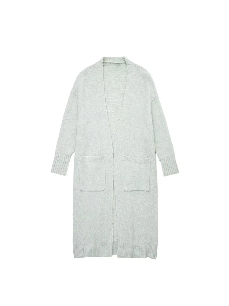 

Женское длинное пальто BM & MD & ZA, винтажная верхняя одежда с накладными карманами и украшением, 9598145, 2022