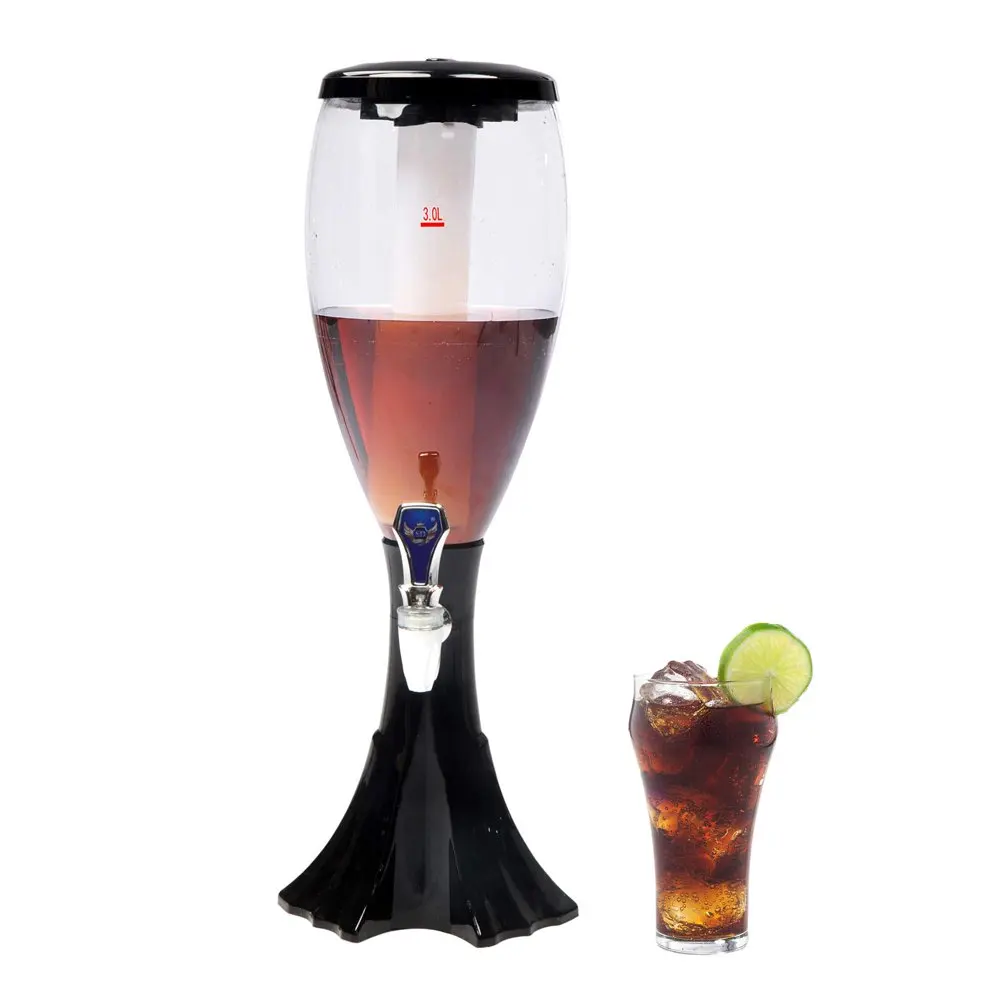 

1 Pc Beer Tower 4.5 Liters Drink Beverage Dispenser Plastic with Ice Tube Keep Cold for Birthday Party