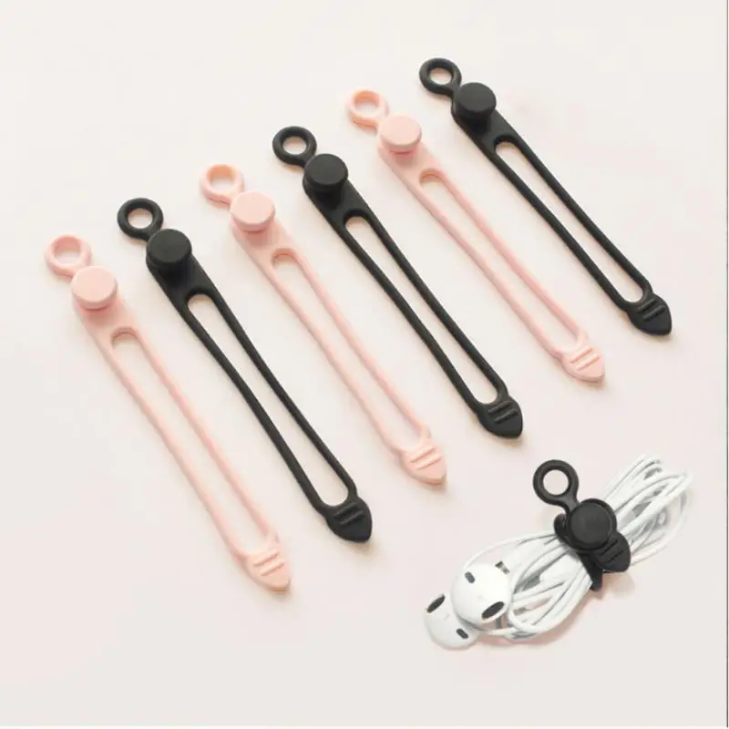 

5Pcs Reusable Silicone Cable Organizer Wire Winder Earphone Clip Charger Cord Management Wire Fixer Holder Cable Winder Belt