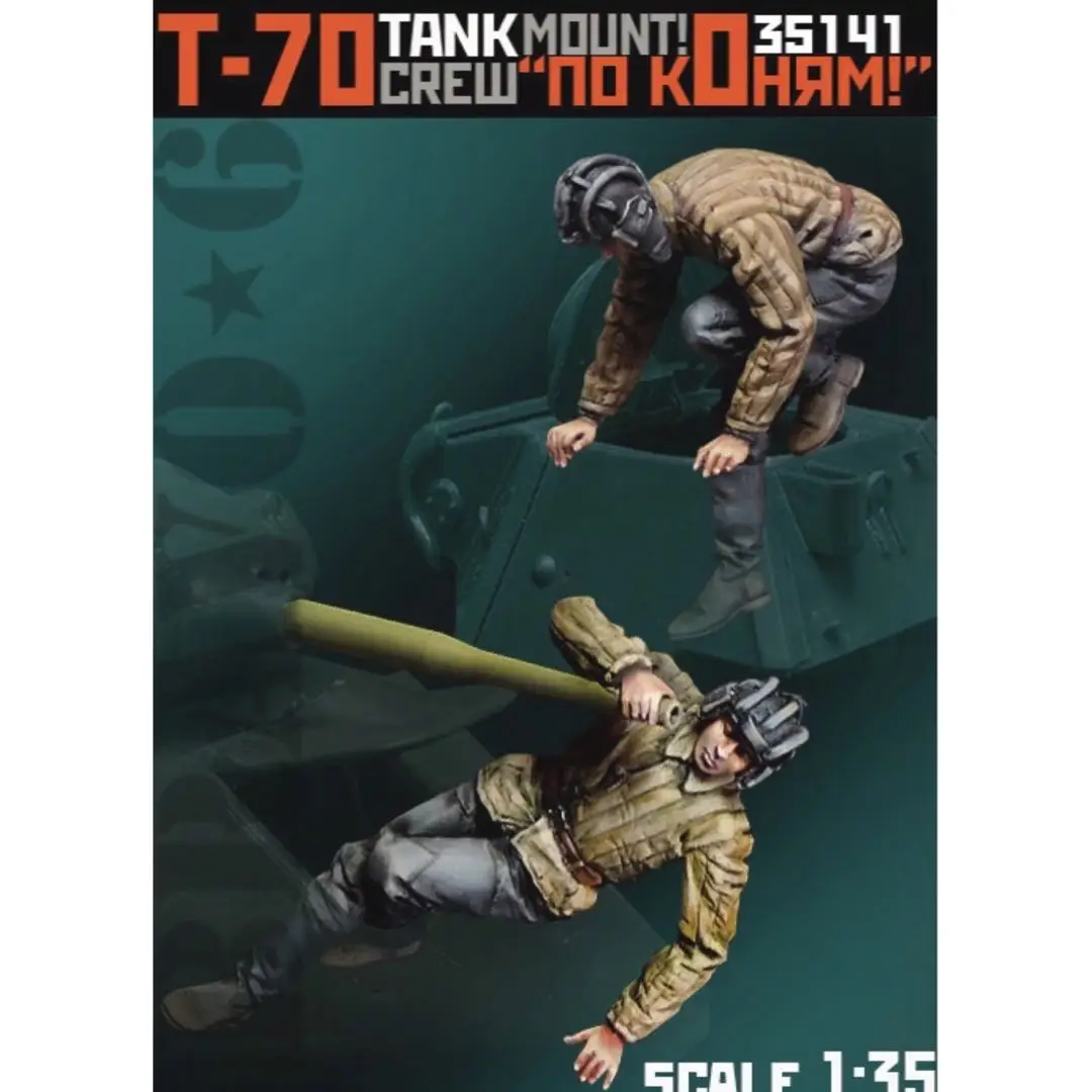 

1/35 Scale Resin Figure Assembled Model Soldier Kit WWII Soviet Tank Crew 2 People GK Mini Unassembled and Unpainted Toy Diorama